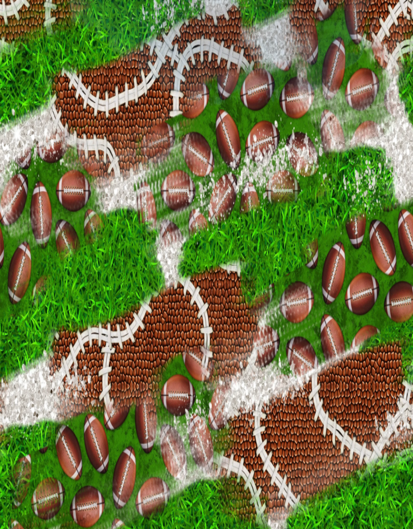 Football-themed with footballs arranged on a grassy background