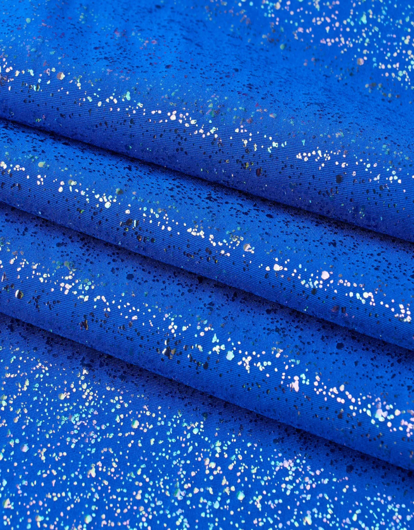 Blue fabric with silver glittery specks