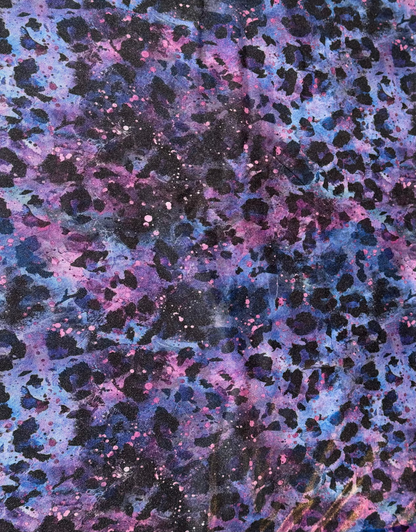Leopard print pattern with purple and blue hues
