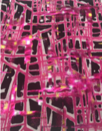 Abstract pattern with pink and black lines on a textured background