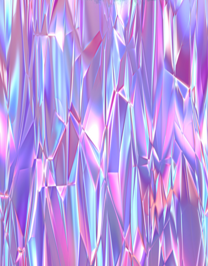 Iridescent crystal-like pattern with pink and blue hues